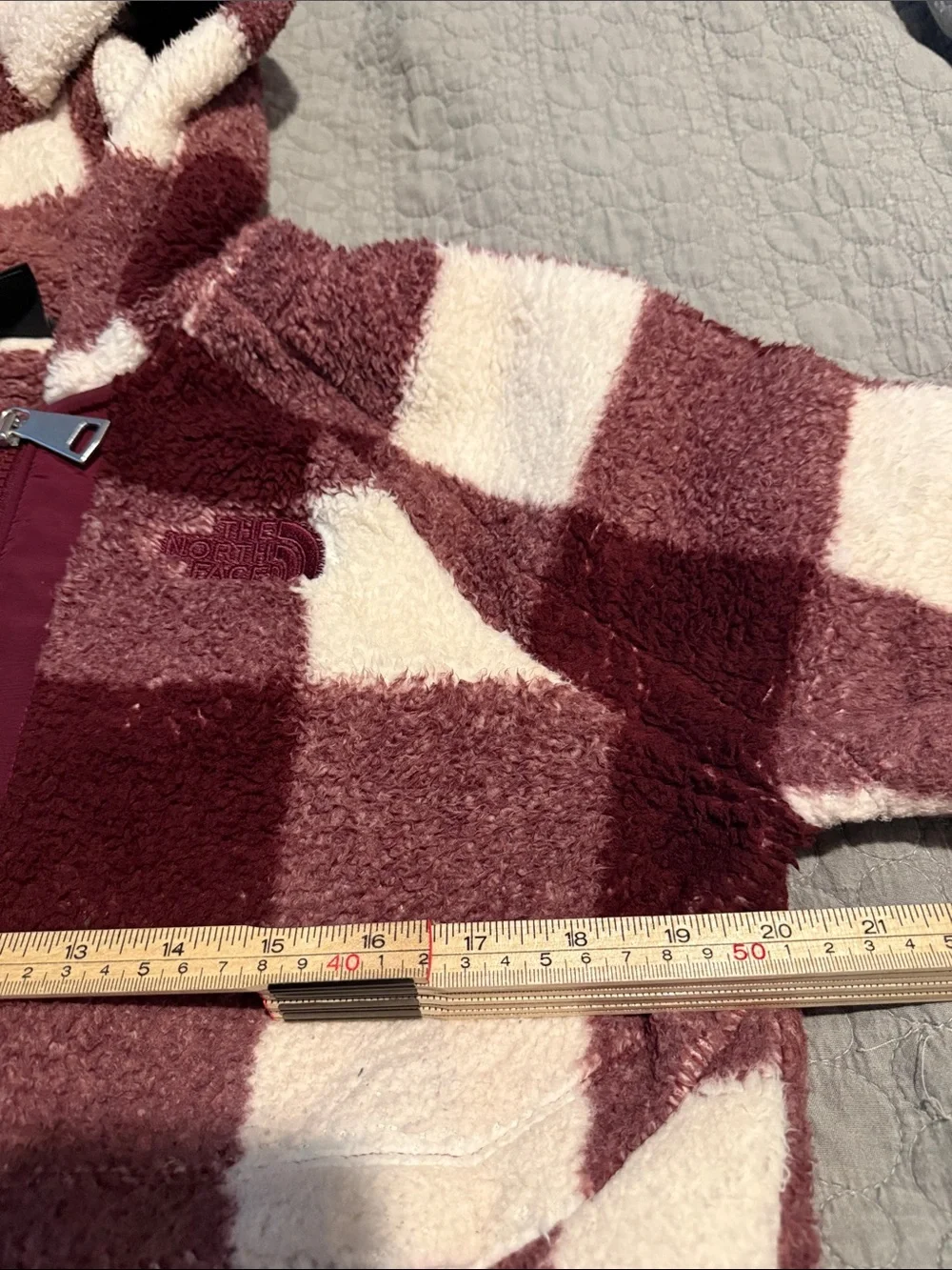 The North Face Mt. Shire Plaid Sherpa Hoodie Full-Zip Sweater Size Medium